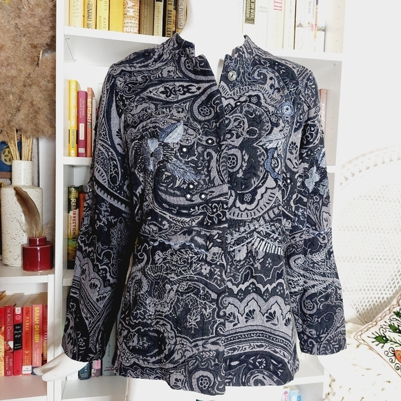Laura Ashley Paisley Floral Button Blouse Jacket Top P3601 - Picture 2 of 10